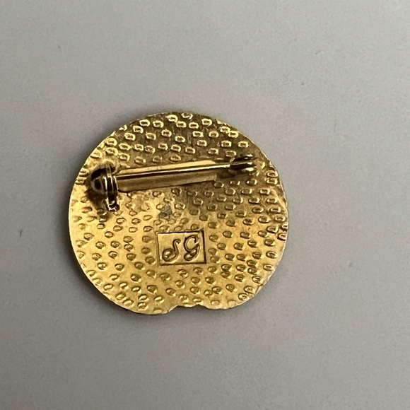 Signed Original Butterfly In Flowers Brooch, 80s Cloisonné Asiatic Enamel PIN - Picture 2 of 2